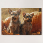 Australische Terrier Puppy Herfst Delight Pompoen Legpuzzel (Horizontaal)