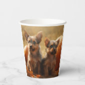 Australische Terrier Puppy Herfst Delight Pompoen Papieren Bekers (Achterkant)