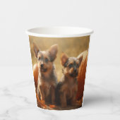 Australische Terrier Puppy Herfst Delight Pompoen Papieren Bekers (Voorkant)