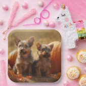 Australische Terrier Puppy Herfst Delight Pompoen Papieren Bordje (Feest)