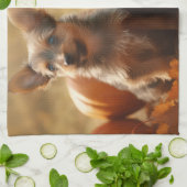 Australische Terrier Puppy Herfst Delight Pompoen Theedoek (Gevouwen)