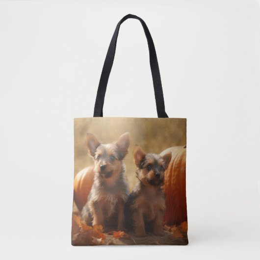 Australische Terrier Puppy Herfst Delight Pompoen Tote Bag (Voorkant)