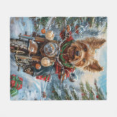 Australische Terrier Riding Motorfiets Kerstmis Fleece Deken (Voorkant (Horizontaal))