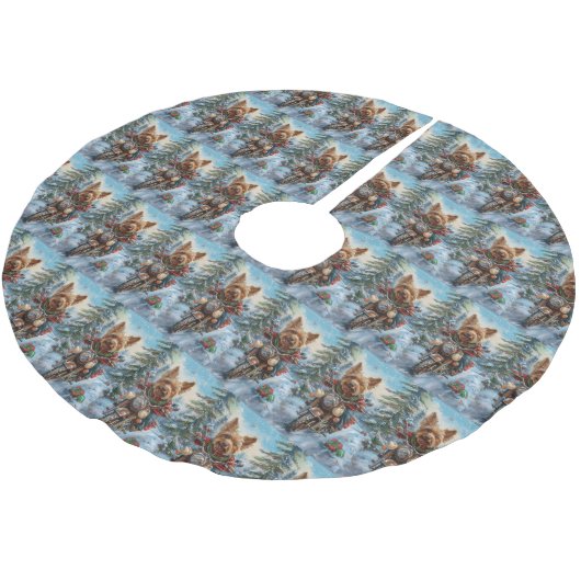 Australische Terrier Riding Motorfiets Kerstmis Kerstboom Rok (Gekanteld)