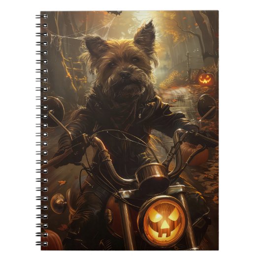Australische Terrier Rijden Motorfiets Halloween Notitieboek (Voorkant)