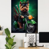 Australische Terriër rijdt op fiets St. Patrick's  Poster (Thuiskantoor)