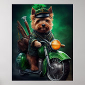 Australische Terriër rijdt op fiets St. Patrick's  Poster (Voorkant)
