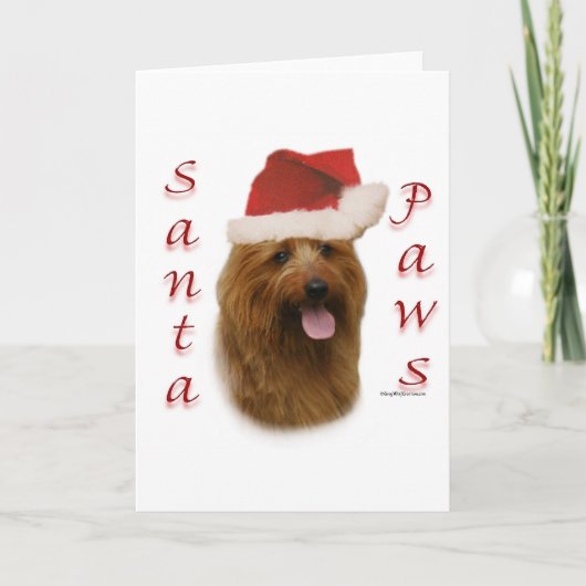 Australische Terrier Santa Paws Feestdagen Kaart (Voorkant)