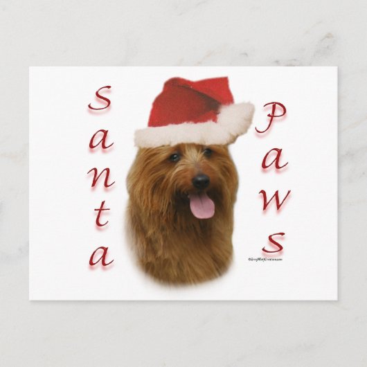 Australische Terrier Santa Paws Feestdagenkaart (Voorkant)