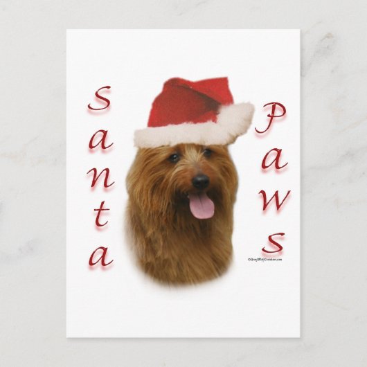 Australische Terrier Santa Paws Feestdagenkaart (Voorkant)