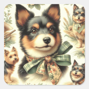 Australische Terrier schilderij illustratie Vierkante Sticker