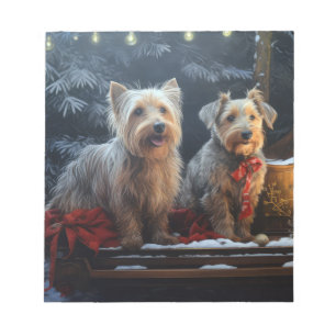 Australische Terrier Sneeuw Slede Kerst Decoratie  Notitieblok
