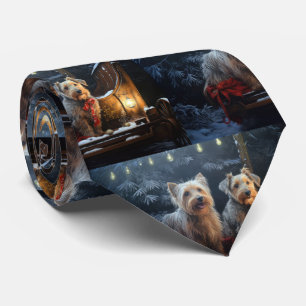 Australische Terrier Sneeuw Slede Kerst Decoratie Stropdas