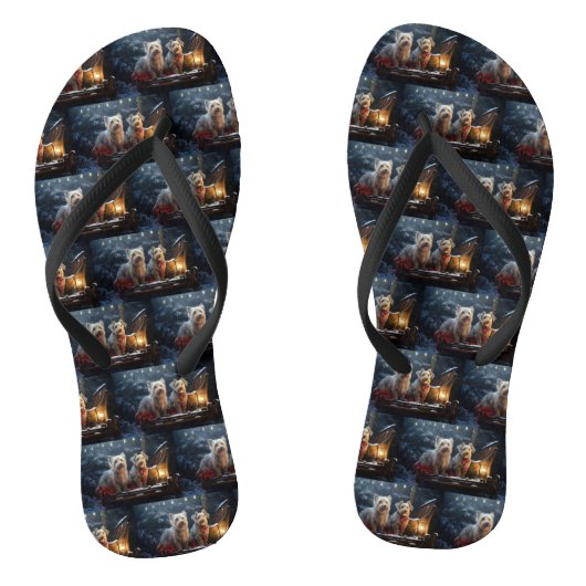 Australische Terriër Sneeuw Sneeuwschuif Kerst Dec Teenslippers (Voetbed)