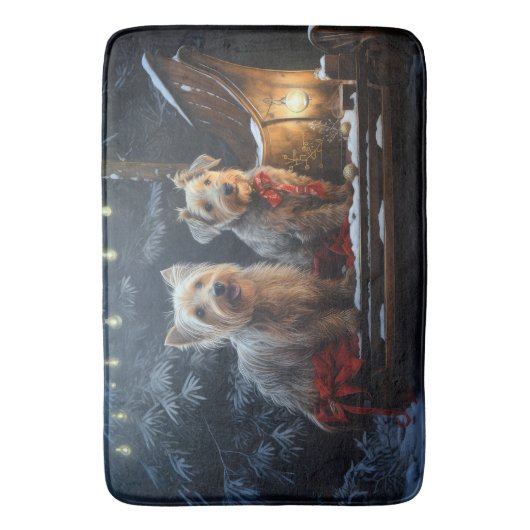 Australische Terriër Sneeuwslee Kerstdecoratie Badmat (Voorkant Verticaal)