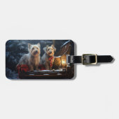 Australische Terriër Sneeuwslee Kerstdecoratie Bagagelabel (Voorkant horizontaal)