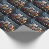 Australische Terriër Sneeuwslee Kerstdecoratie Cadeaupapier (Hoek)