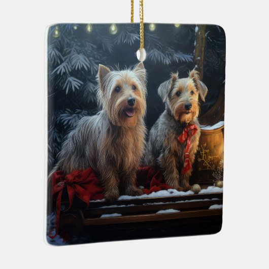 Australische Terriër Sneeuwslee Kerstdecoratie Keramisch Ornament (Rechts)