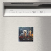 Australische Terriër Sneeuwslee Kerstdecoratie Magneet (Insitu (Vaatwasser))