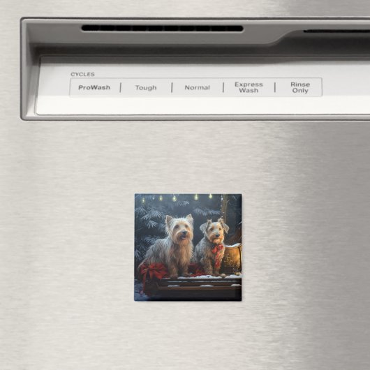 Australische Terriër Sneeuwslee Kerstdecoratie Magneet (Insitu (Vaatwasser))