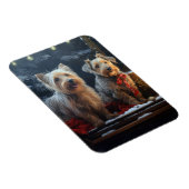 Australische Terriër Sneeuwslee Kerstdecoratie Magneet (Rechterzijde)