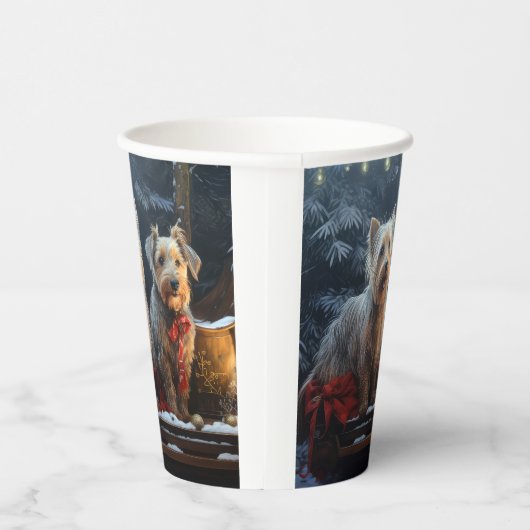 Australische Terriër Sneeuwslee Kerstdecoratie Papieren Bekers (Rechts)