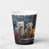 Australische Terriër Sneeuwslee Kerstdecoratie Papieren Bekers (Voorkant)