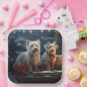 Australische Terriër Sneeuwslee Kerstdecoratie Papieren Bordje (Feest)