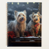 Australische Terriër Sneeuwslee Kerstdecoratie Planner (Voorkant)