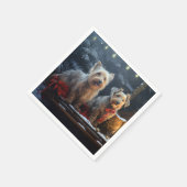 Australische Terriër Sneeuwslee Kerstdecoratie Servet (Hoek)