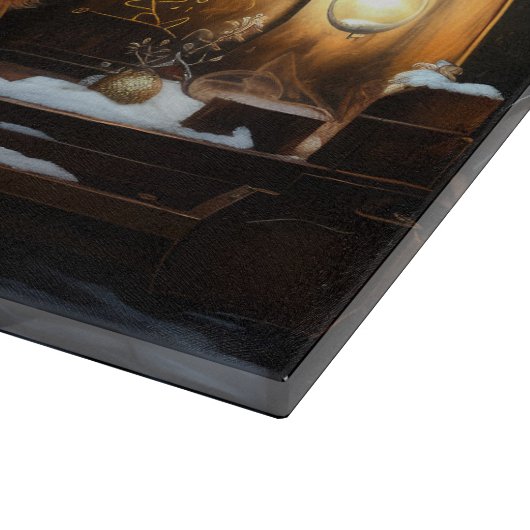 Australische Terriër Sneeuwslee Kerstdecoratie Snijplank (Hoek)