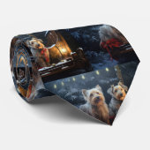 Australische Terriër Sneeuwslee Kerstdecoratie Stropdas (Opgerold)