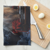 Australische Terriër Sneeuwslee Kerstdecoratie Theedoek (Quarter Fold)