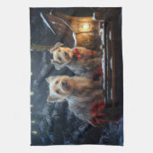 Australische Terriër Sneeuwslee Kerstdecoratie Theedoek (Verticaal)