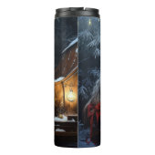 Australische Terriër Sneeuwslee Kerstdecoratie Thermosbeker (Achterkant)