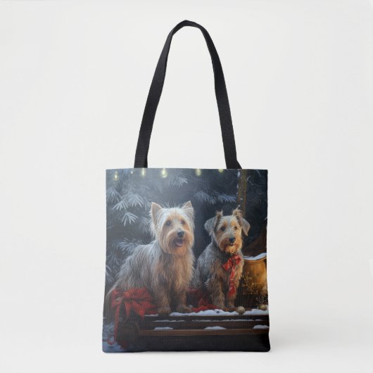 Australische Terriër Sneeuwslee Kerstdecoratie Tote Bag (Voorkant)