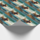 Australische Terrier Strand Surfen Schilderij Cadeaupapier (Hoek)