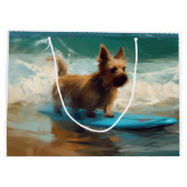Australische Terrier Strand Surfen Schilderij Groot Cadeauzakje (Achterkant)