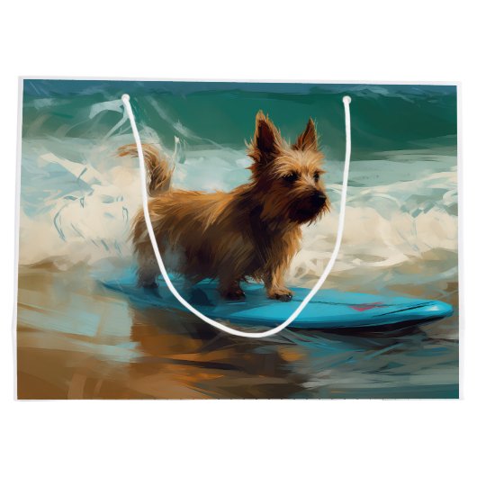 Australische Terrier Strand Surfen Schilderij Groot Cadeauzakje (Achterkant)