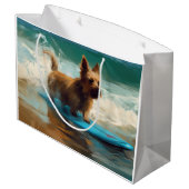 Australische Terrier Strand Surfen Schilderij Groot Cadeauzakje (Achterkant Gekanteld)