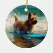 Australische Terrier Strand Surfen Schilderij Keramisch Ornament (Voorkant)