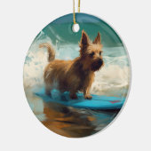 Australische Terrier Strand Surfen Schilderij Keramisch Ornament (Links)