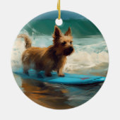 Australische Terrier Strand Surfen Schilderij Keramisch Ornament (Achterkant)