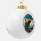 Australische Terrier Strand Surfen Schilderij Keramische Bal Ornament (Links)