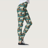 Australische Terrier Strand Surfen Schilderij Leggings (Rechts)