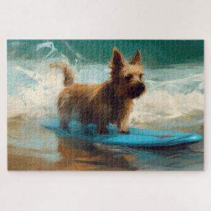 Australische Terrier Strand Surfen Schilderij Legpuzzel