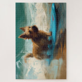 Australische Terrier Strand Surfen Schilderij Legpuzzel (Verticaal)
