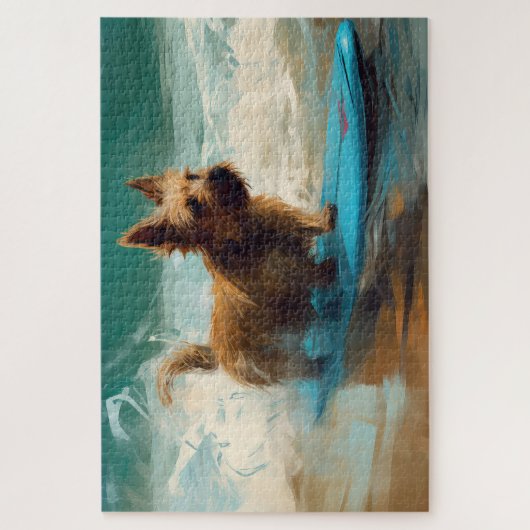 Australische Terrier Strand Surfen Schilderij Legpuzzel (Verticaal)