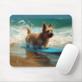 Australische Terrier Strand Surfen Schilderij Muismat (Met muis)