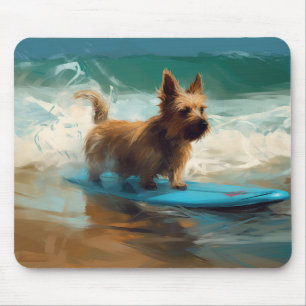 Australische Terrier Strand Surfen Schilderij Muismat